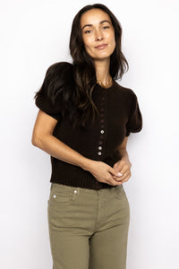 Puff Sleeve Button Sweater Top