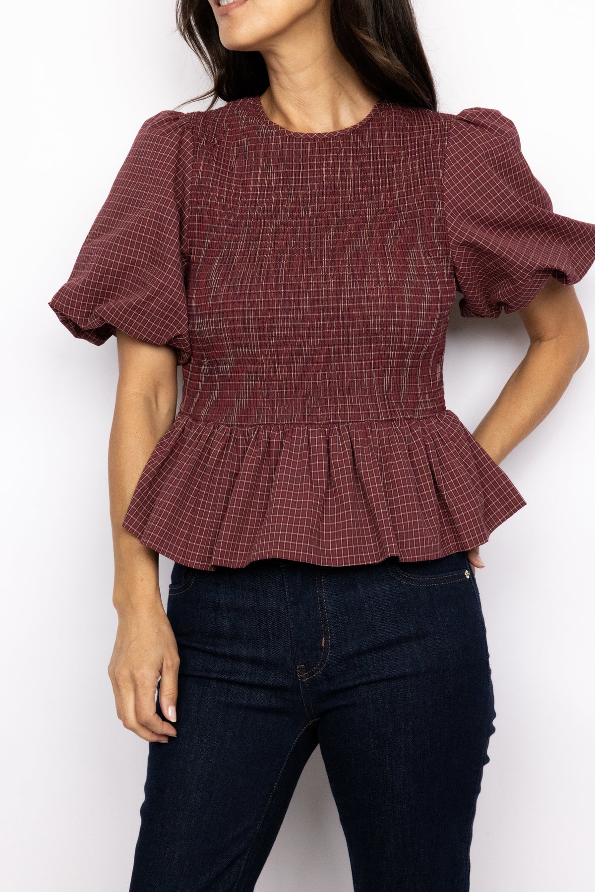 Maggie Smocked Peplum Top