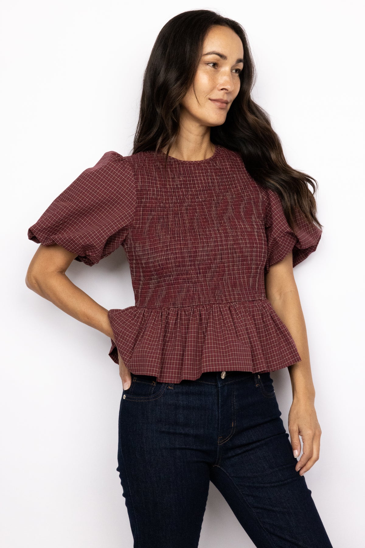 Maggie Smocked Peplum Top
