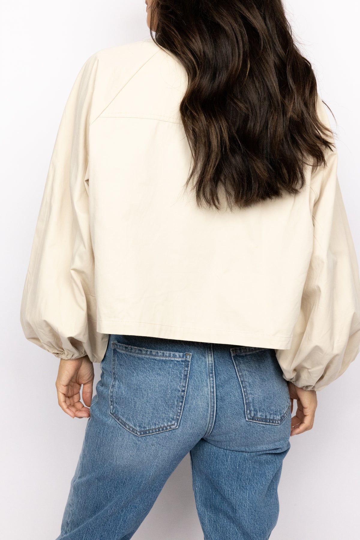 Wide Mock Neck Button Down Jacket