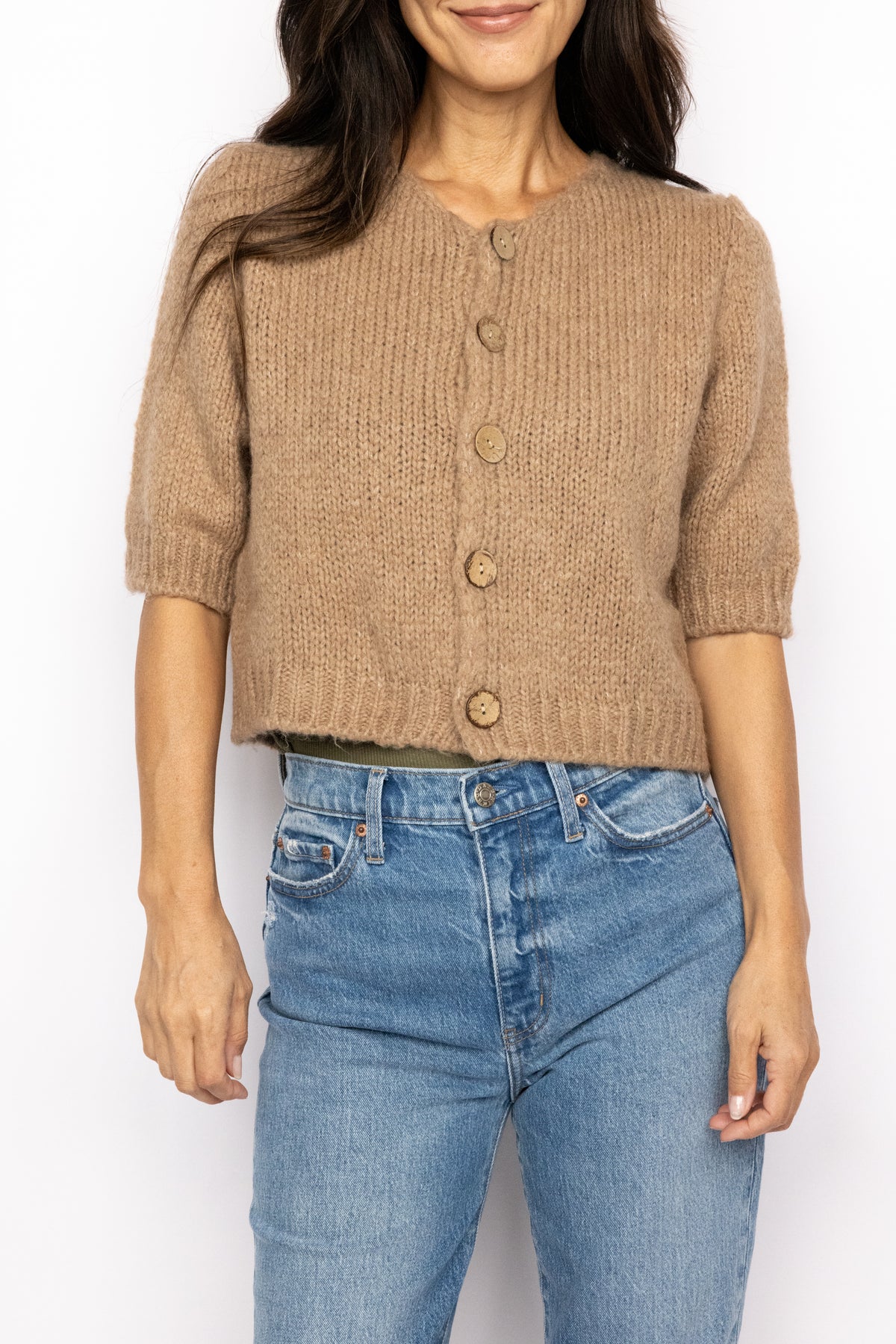 Button Up Short Sleeve Sweater