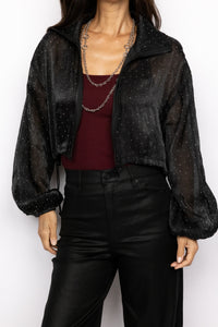 Sparkle Mock Neck Cropped Jacket