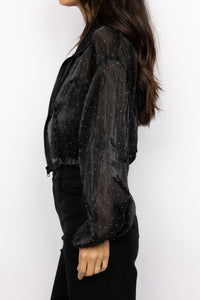 Sparkle Mock Neck Cropped Jacket