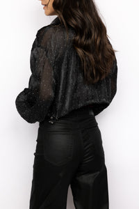 Sparkle Mock Neck Cropped Jacket