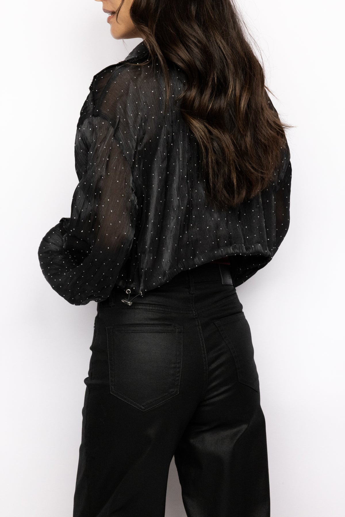 Sparkle Mock Neck Cropped Jacket
