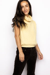 Ribbed Sleeveless Turtleneck Sweater Top