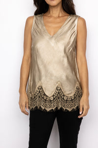 V-Neck Lace Hem Tank