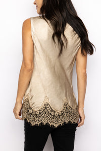 V-Neck Lace Hem Tank