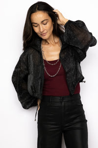 Sparkle Mock Neck Cropped Jacket