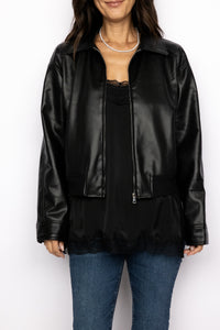Vegan Leather Bomber Jacket