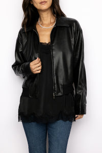 Vegan Leather Bomber Jacket