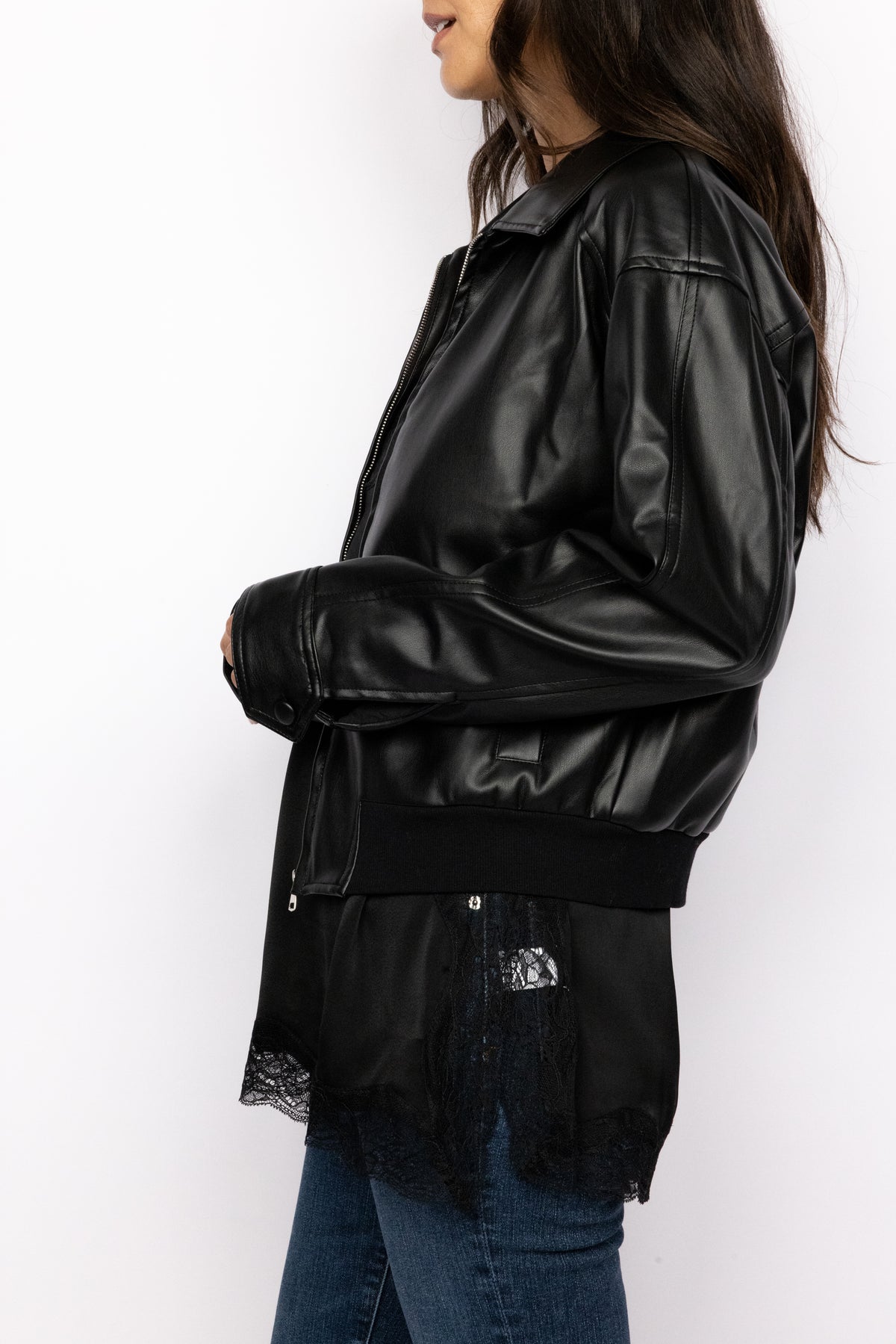 Vegan Leather Bomber Jacket