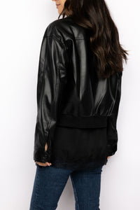 Vegan Leather Bomber Jacket