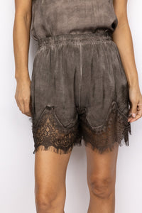Lace Hem Silky Shorts