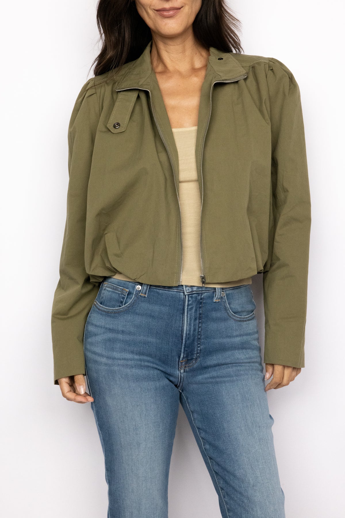 Zip Up Bubble Hem Jacket