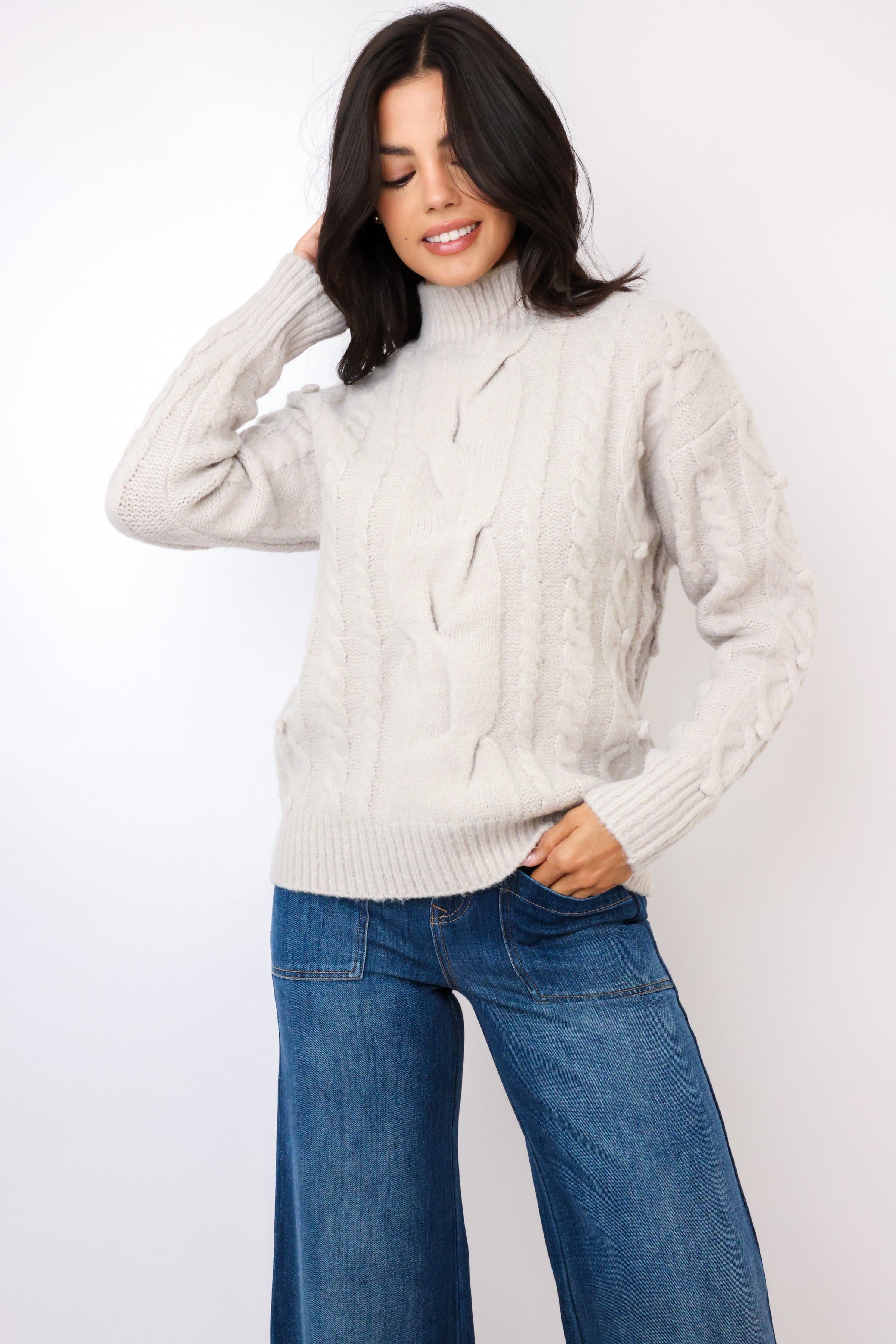 Ribbed Cable Knit Sweater