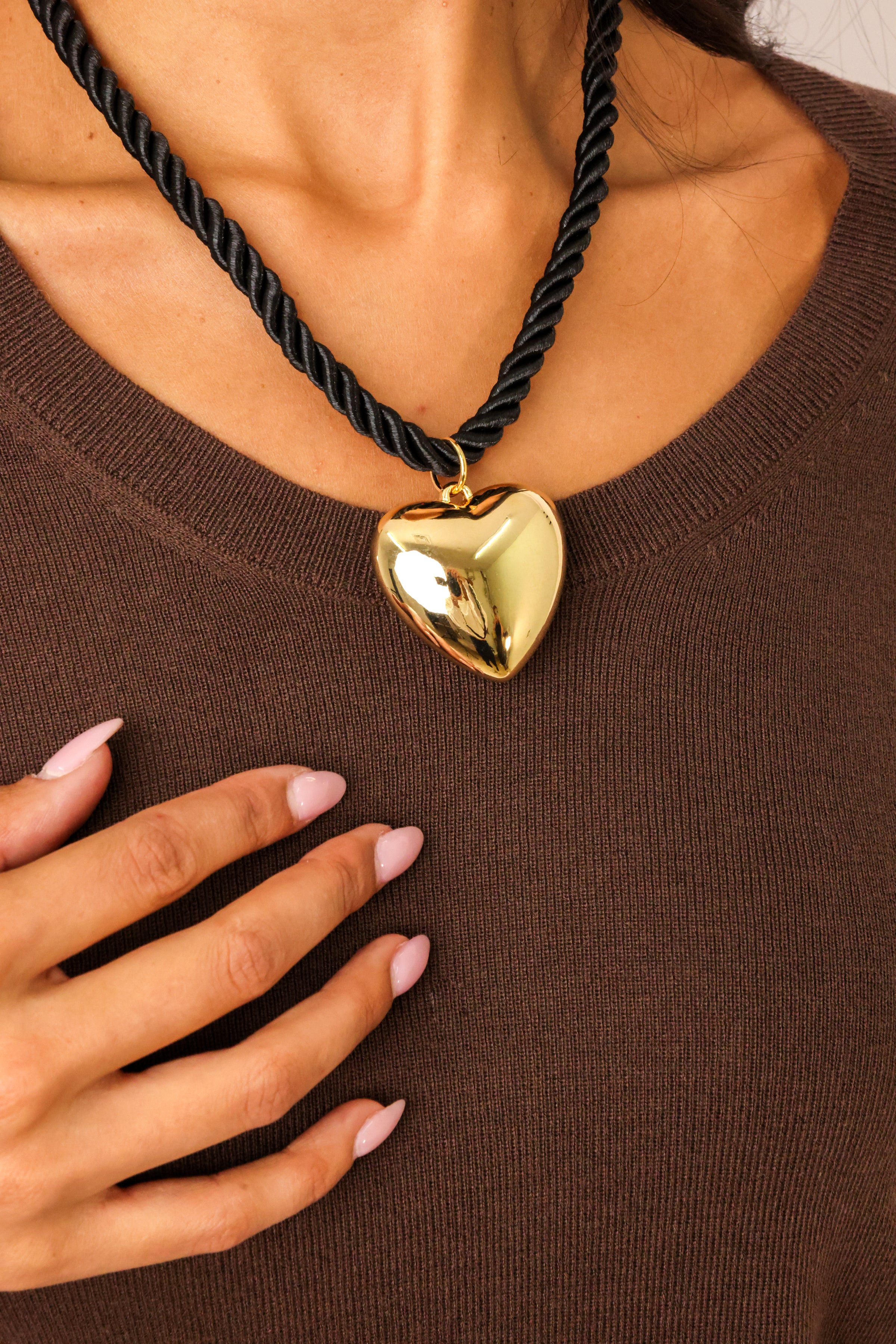 Heart Pendant Rope Necklace