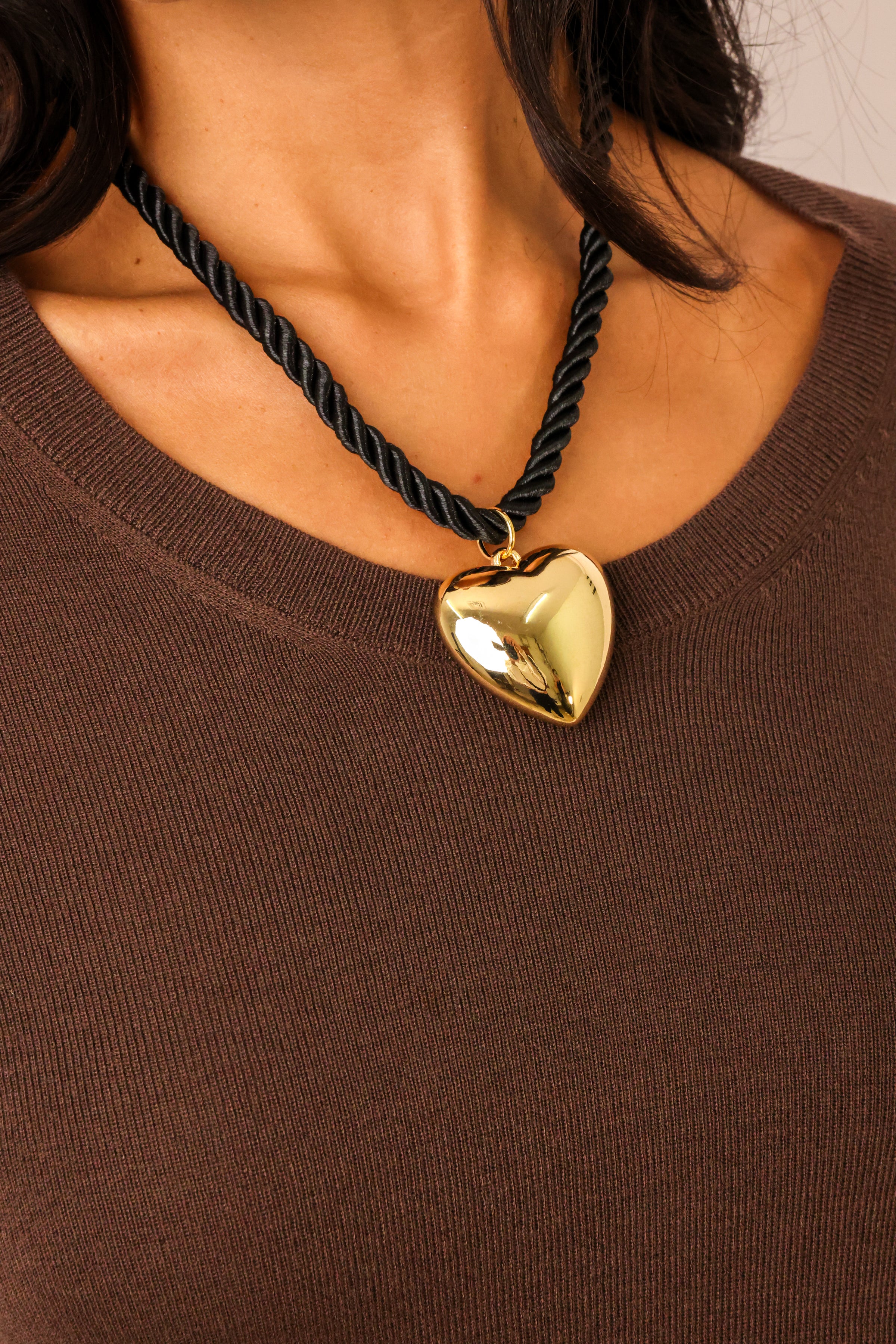 Heart Pendant Rope Necklace