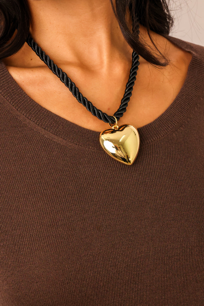 Heart Pendant Rope Necklace