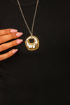 Mixed Metal Long Chain Pendant Necklace