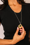 Mixed Metal Long Chain Pendant Necklace