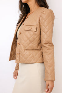 J.Society Faux Leather Cropped Quilted Jacket