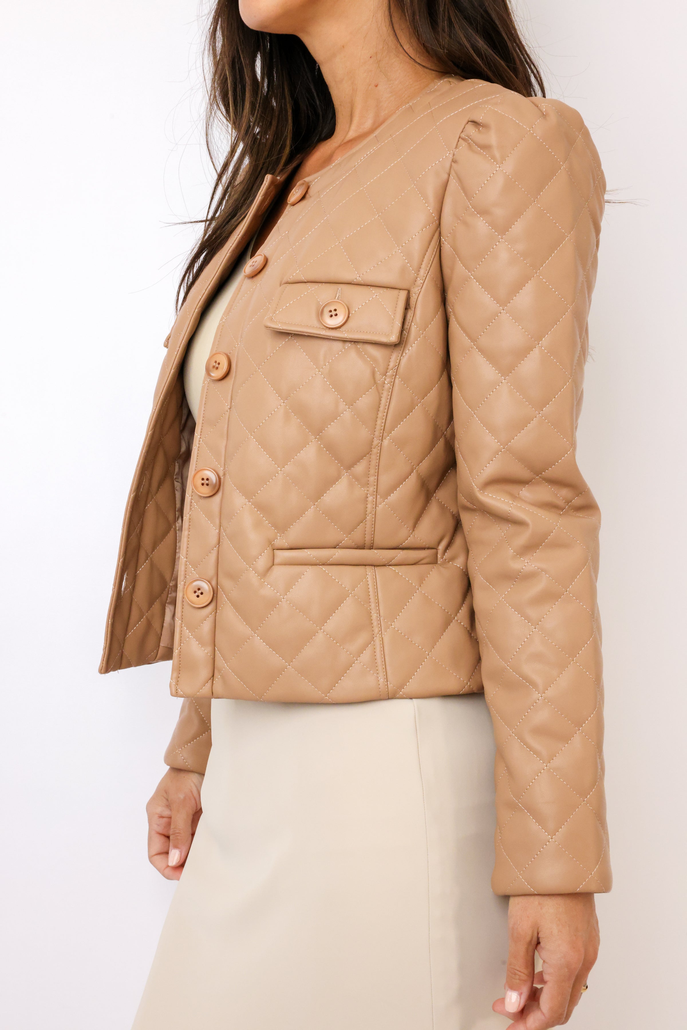 J.Society Faux Leather Cropped Quilted Jacket