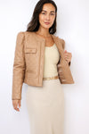 J.Society Faux Leather Cropped Quilted Jacket