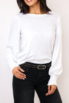 Smocked Cuff Shirred Long Sleeve