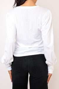 Smocked Cuff Shirred Long Sleeve