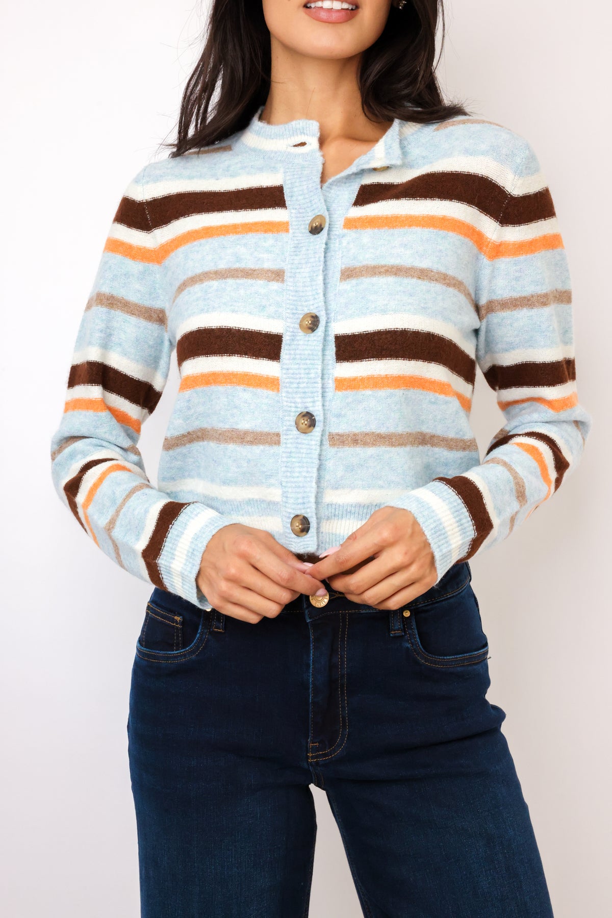 Central Park West Ash Striped Cardigan