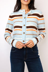 Central Park West Ash Striped Cardigan