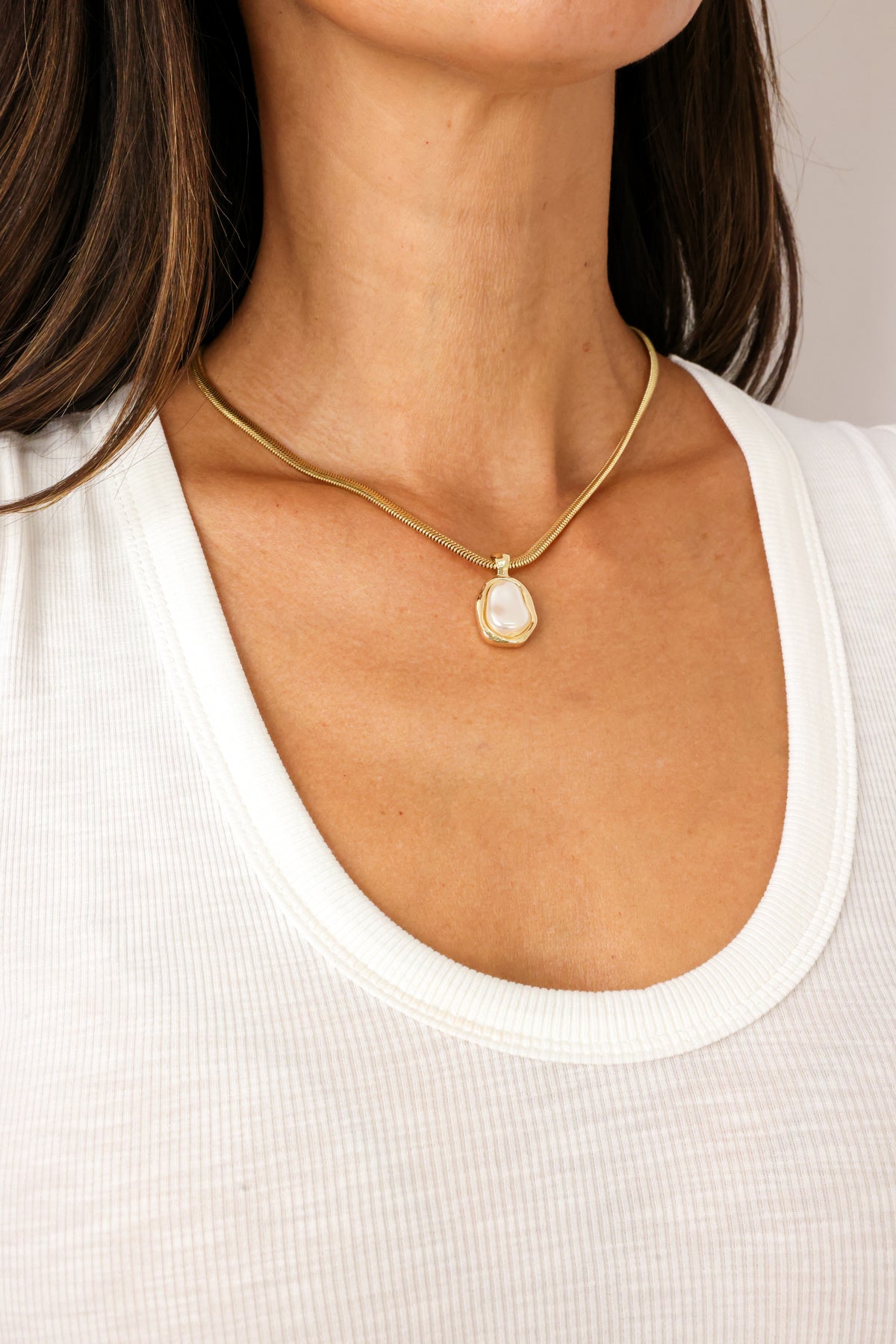 Snake Pearl Charm Necklace