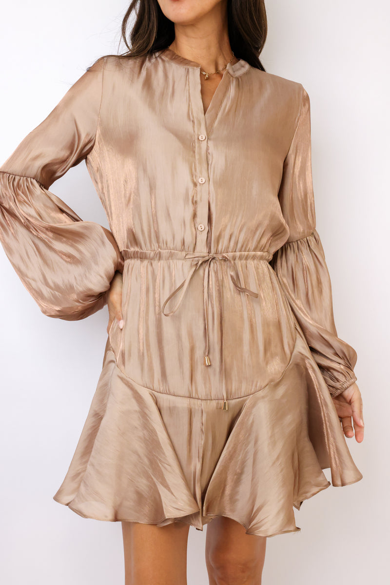 Long Sleeve Tie Mini Dress