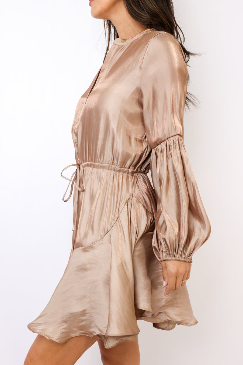 Long Sleeve Tie Mini Dress