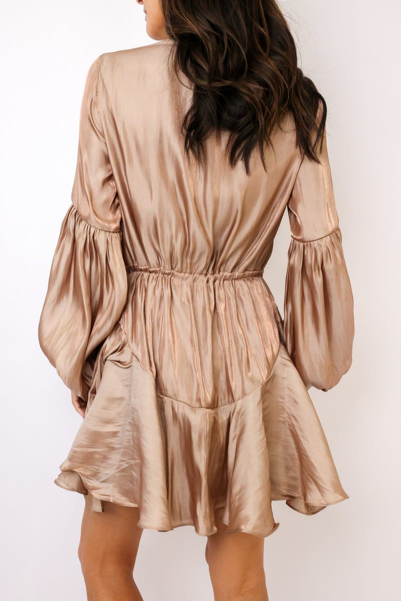 Long Sleeve Tie Mini Dress