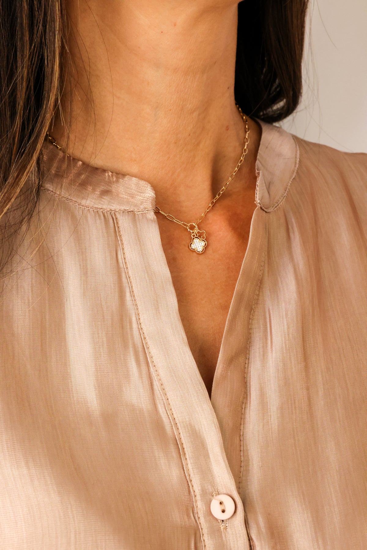 Double Clover Charm Necklace