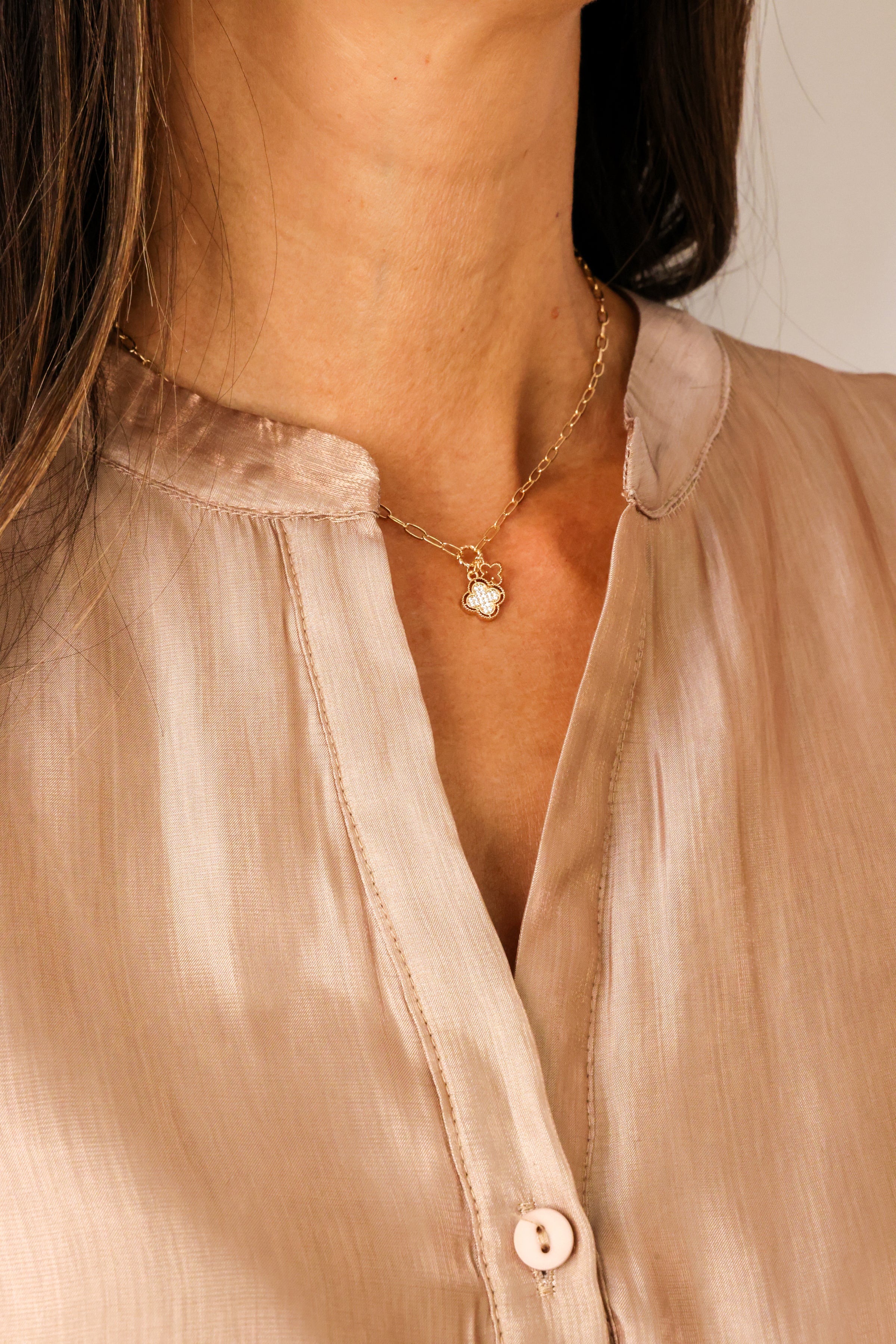 Double Clover Charm Necklace