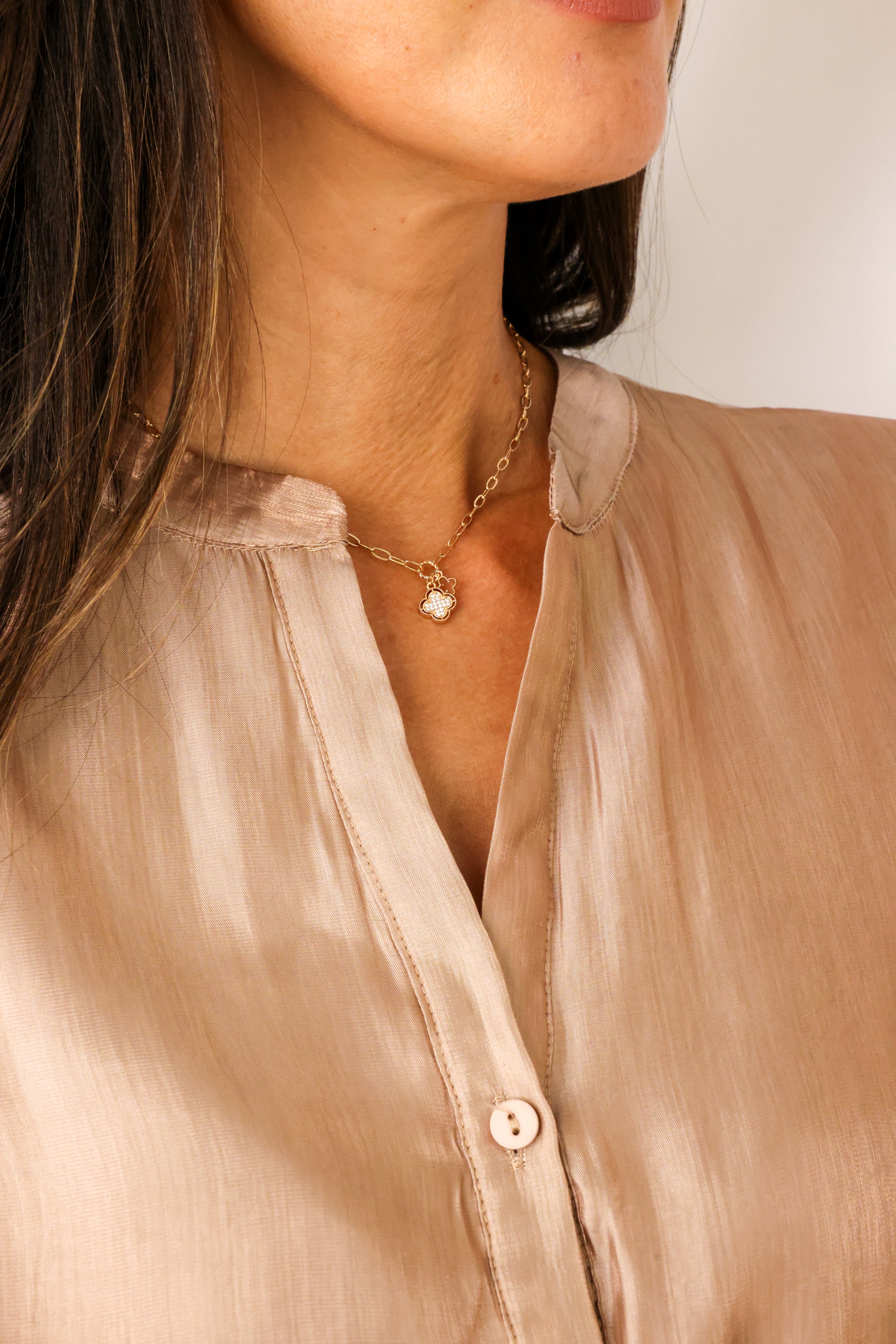 Double Clover Charm Necklace