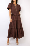 THML Short Sleeve Tiered Midi Dress