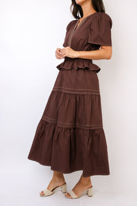 THML Short Sleeve Tiered Midi Dress