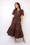 THML Short Sleeve Tiered Midi Dress