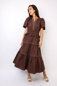 THML Short Sleeve Tiered Midi Dress