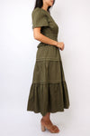 THML Short Sleeve Tiered Midi Dress