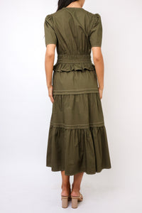 THML Short Sleeve Tiered Midi Dress