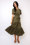 THML Short Sleeve Tiered Midi Dress