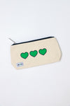 Green Hearts Brush It Off Cosmetic Case