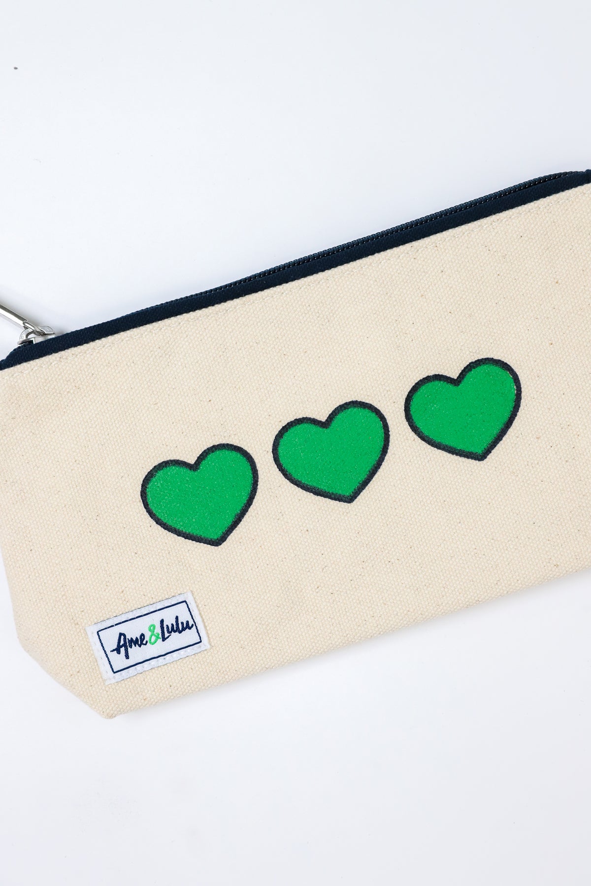 Green Hearts Brush It Off Cosmetic Case