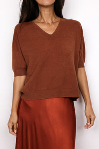 V-Neck 3/4 Sleeve Knit Sweater