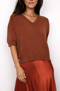 V-Neck 3/4 Sleeve Knit Sweater